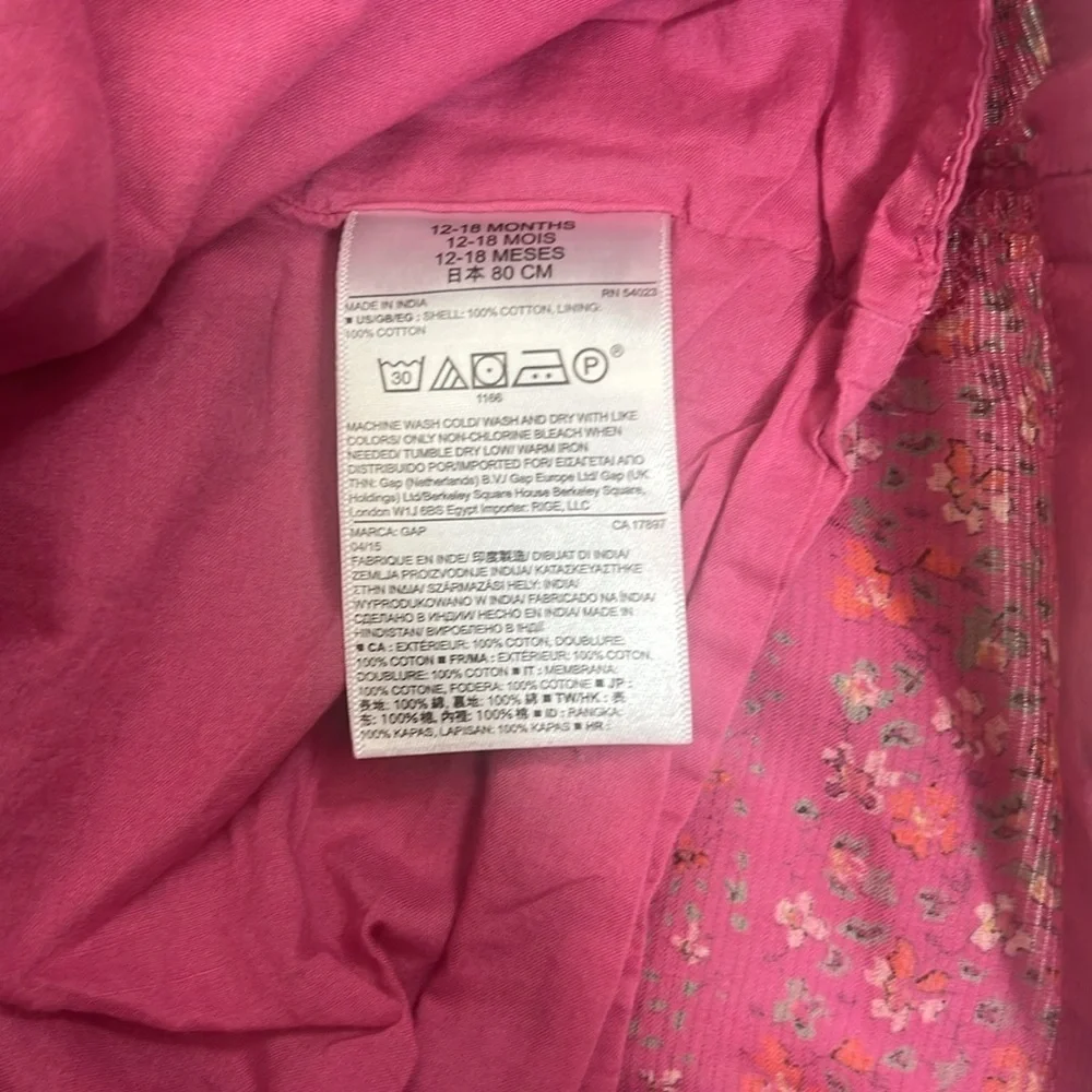 Baby gap cotton pink flowered dress‎ size 12M-18M